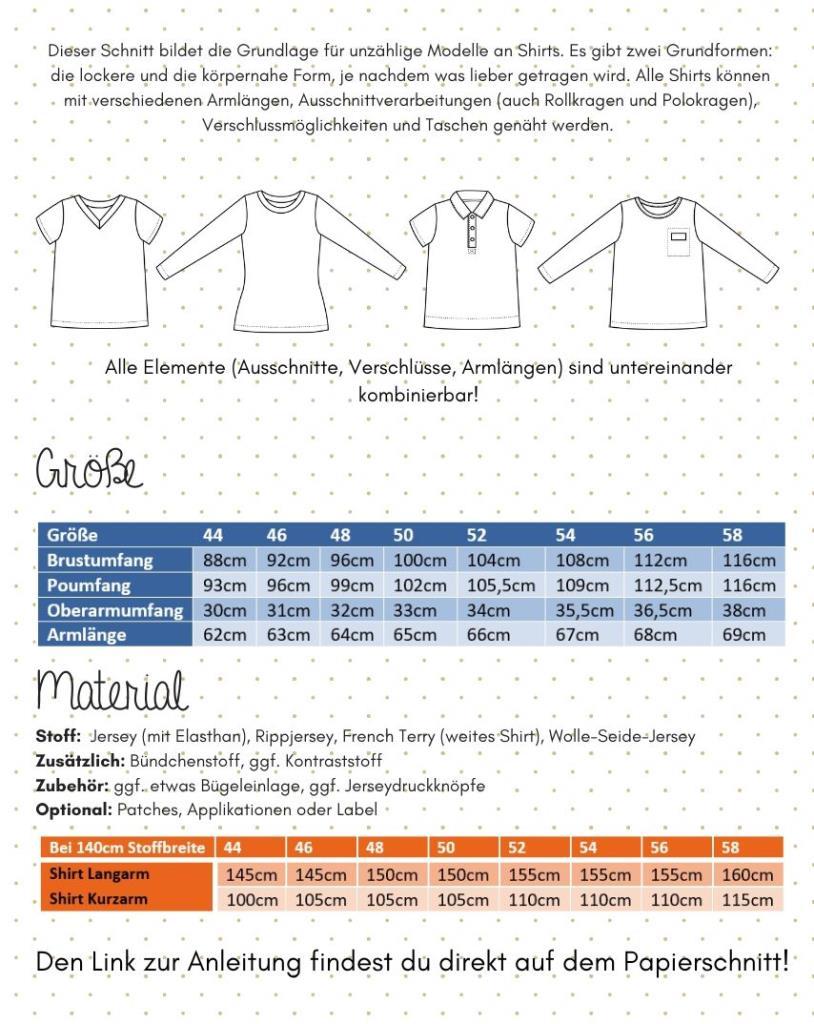 Preview: Papierschnittmuster Männer Basic-Shirt Gr. 44-58